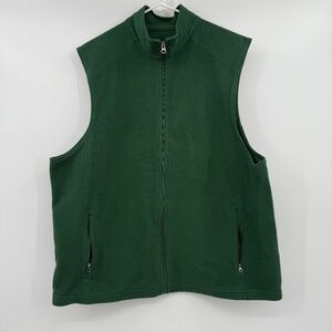 LL Bean Vest Men XL Green Fleece Full Zip Sweater Sleeveless Pockets Lightweight